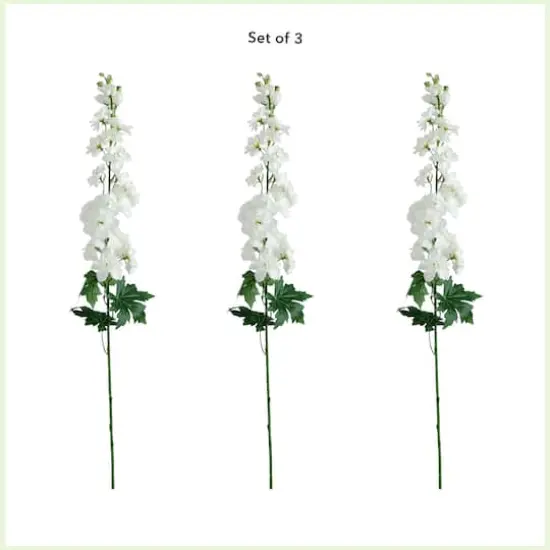 39" White Delphinium Flower Stems, 3ct. {4}