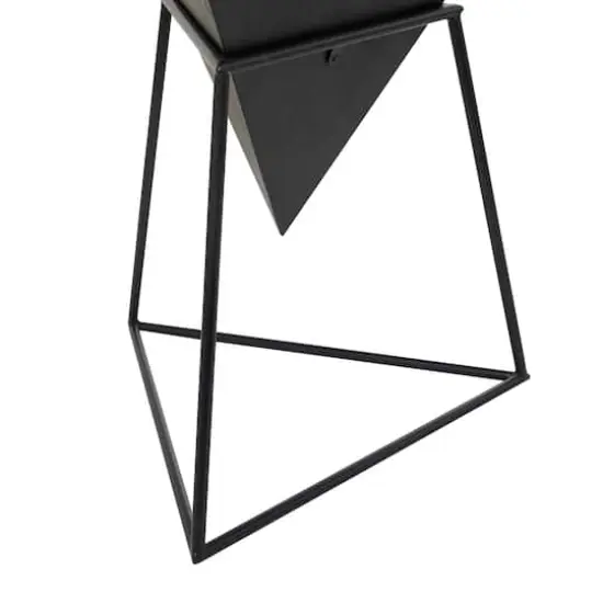 24" Metal Modern Accent Table Black on Black {5}