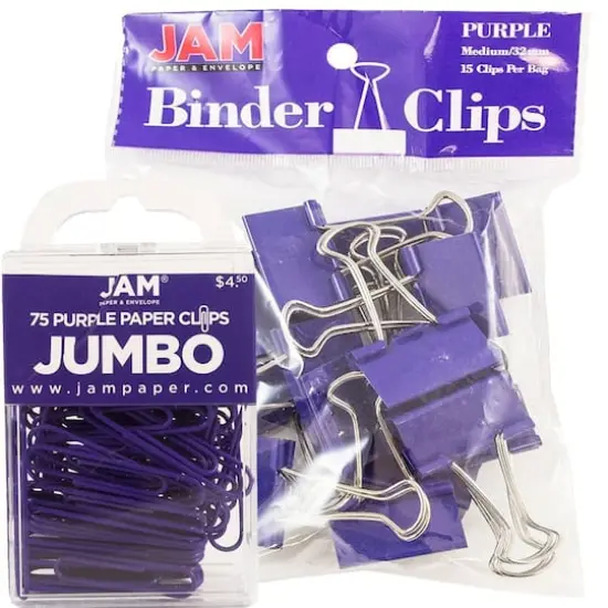 JAM Paper Office Desk Supply Clips Set Purple {1}