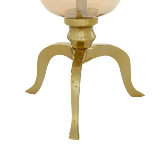 18" Gold Aluminum & Glass Traditional Candlestick Holder {6}