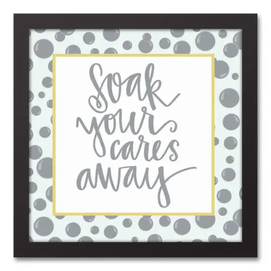 Soak Your Cares Away 13.73" x 13.73" Black Framed Canvas {1}