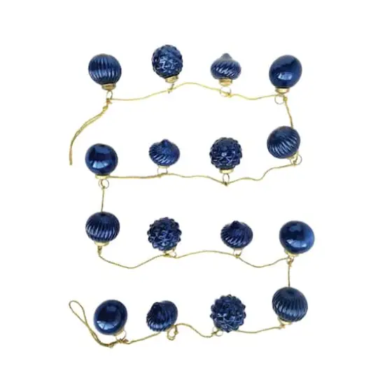 Hello Honey® 6ft. Dark Blue Embossed Mercury Glass Ornament Garland {1}
