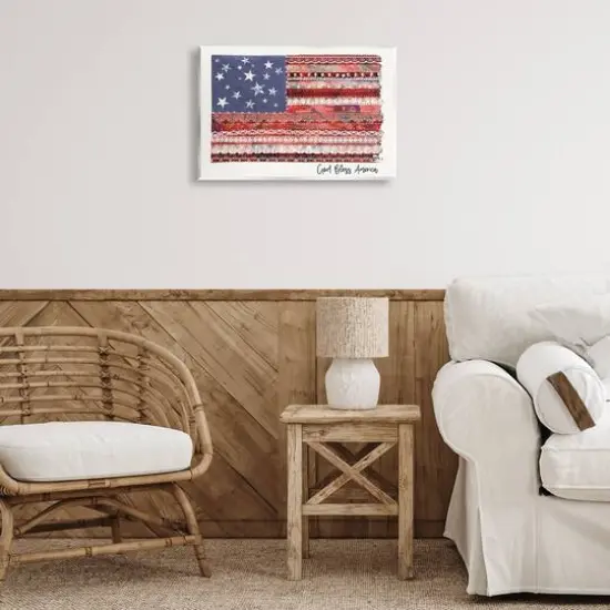Stupell Industries God Bless America Phrase Macram� Pattern Flag Wall Plaque Art {3}