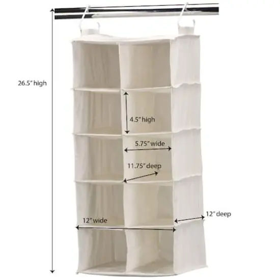 Household Essentials 10-Pocket Hanging Shoe Organizer Natural {5}