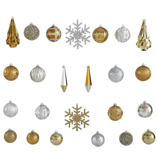52ct. 6" Gold & Silver Shatterproof Ornament Set {4}