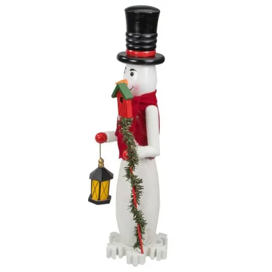 18" Glittered Wooden Snowman & Bird Nutcracker {3}