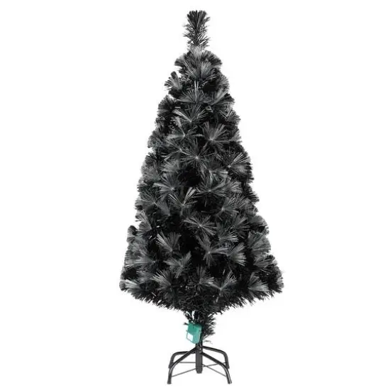 4ft. Fiber Optic Candy Corn Color Lights Black Artificial Halloween Tree {7}