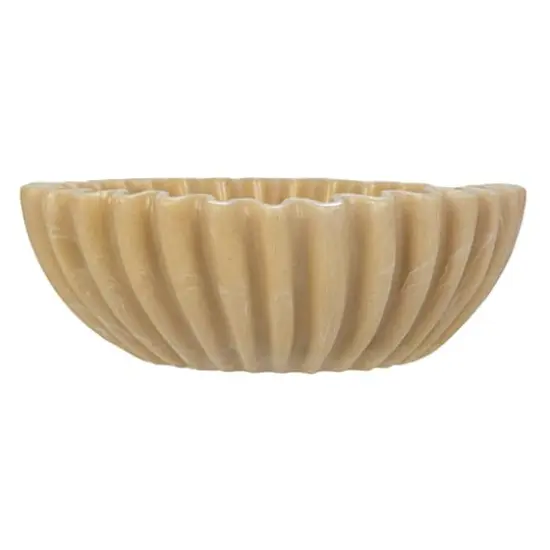 Hello Honey&reg; 8" Beige Decorative Pleated Bowl {8}