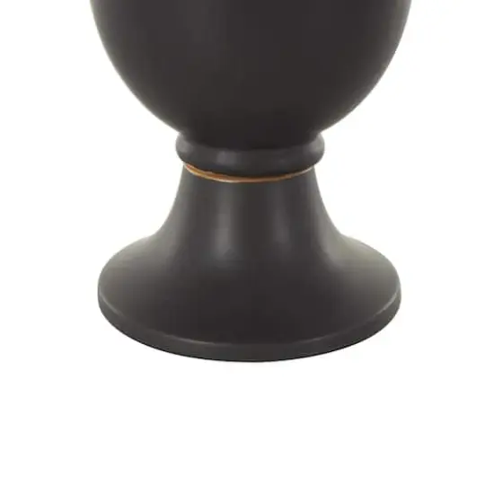20.25" Black Ceramic Fluted Urn Shaped Vase with Arch Handles {5}