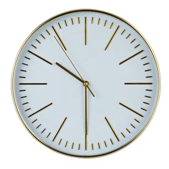 Hello Honey&reg; 13.5" White & Gold Minimalist Aura Wall Clock {8}