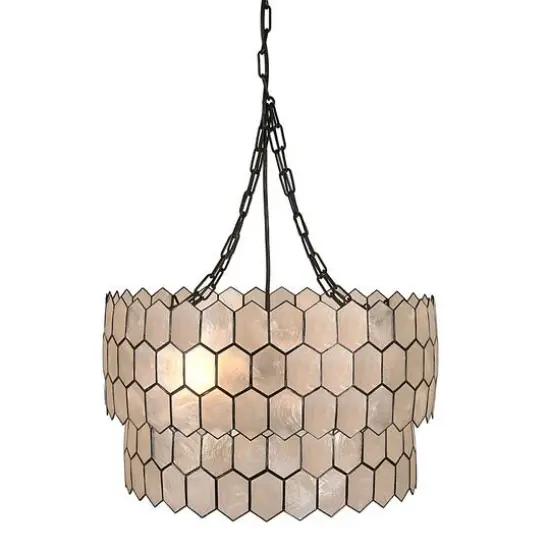 Hello Honey&reg; Capiz 2-Tier Honeycomb Chandelier Black {12}
