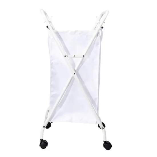 Household Essentials Rolling Laundry Hamper White {16}