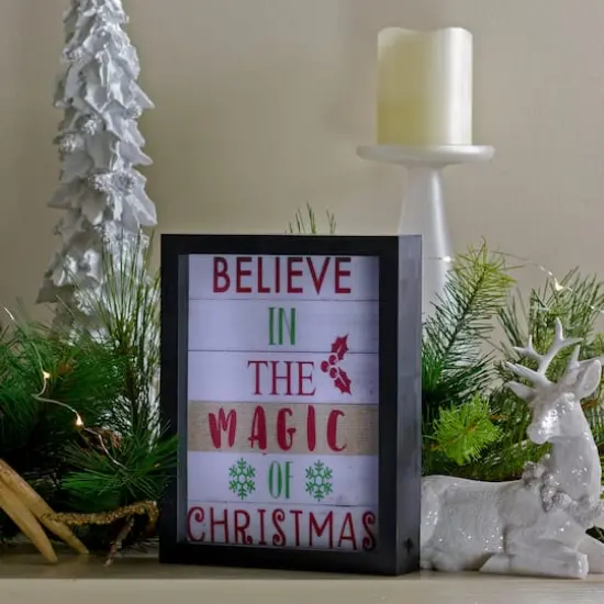 LED Lighted 'Believe in the Magic of Christmas' Shadow Box Wall Art {3}