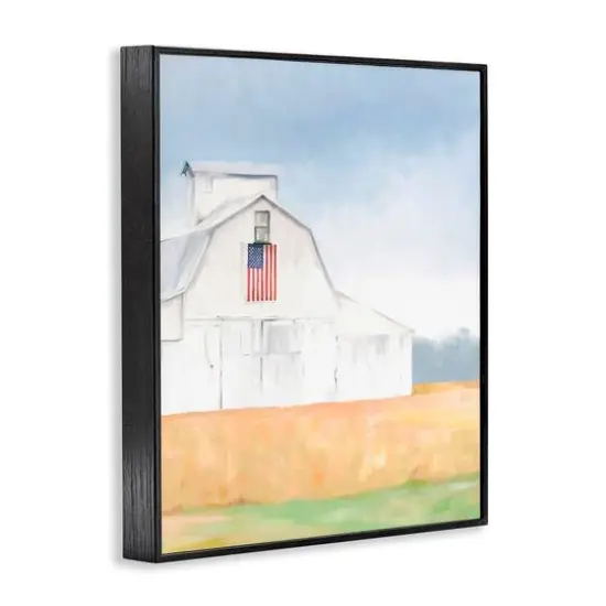 Stupell Industries American Flag White Country Barn Rural Scenery Framed Giclee Art Black {4}