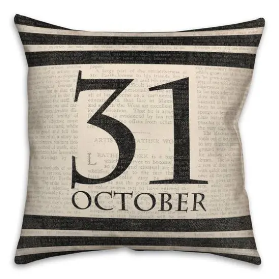 Halloween Date Newspaper Throw Pillow {1}