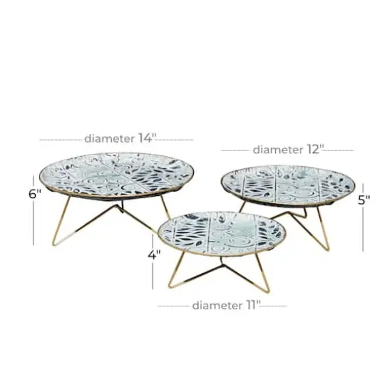 Set of 3 White Metal Farmhouse Cake Stand, 11", 12", 14" {7}