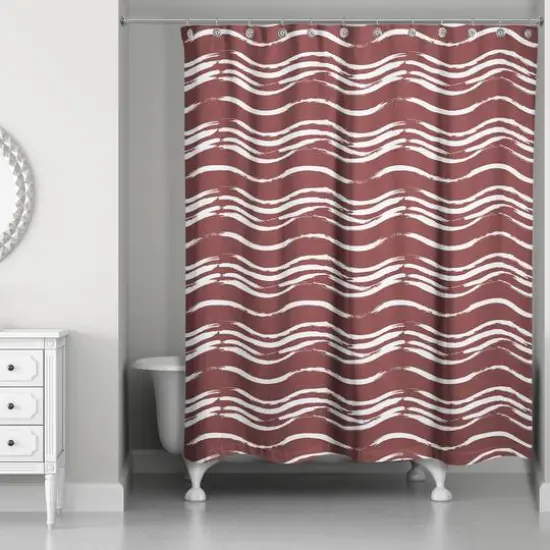 Waves Shower Curtain Maroon {1}