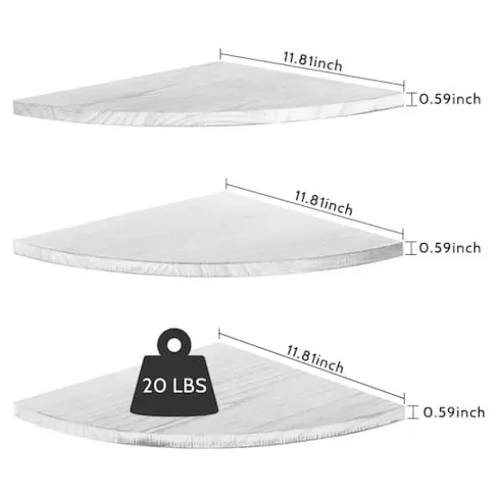 Floating Corner Shelves Set White {4}
