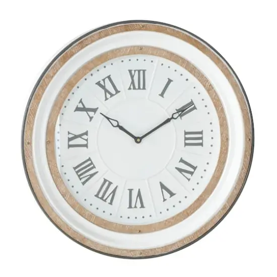 White Farmhouse Metal Wall Clock, 24" x 24" {1}