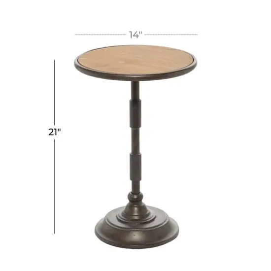 14" Black Industrial Wood Accent Table {6}
