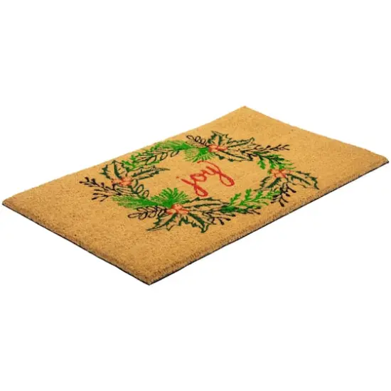 30" Joy Wreath Natural Coir Christmas Doormat {5}