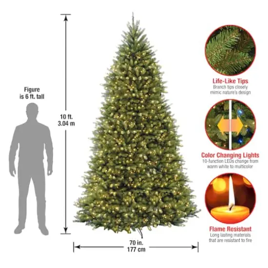 10 ft. Pre-Lit Dunhill&reg; Fir Hinged Full Artificial Christmas Tree, LV Dual Color LED Lights {8}