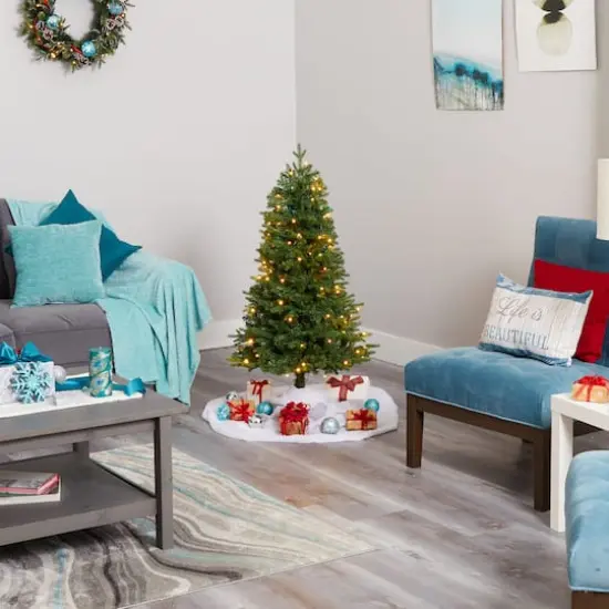 4ft. Pre-Lit Vermont Fir Artificial Christmas Tree with Clear LED Lights {7}