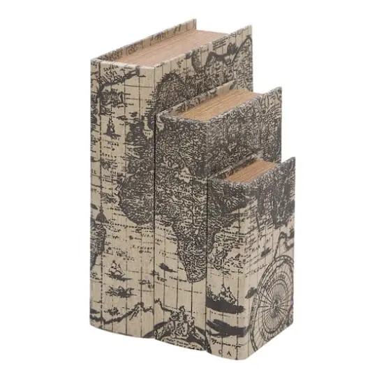 World Map Wooden Traditional Book Box Set {1}