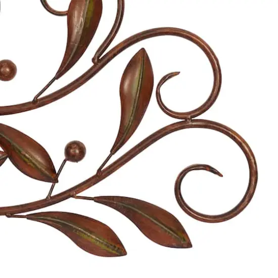 Brown Traditional Scroll & Leaf Metal Wall Accent {3}
