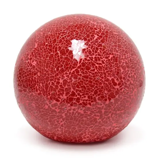 Simple Designs 7.7" Mosaic Stone Ball Table Lamp Red {1}