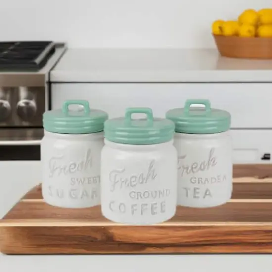 DII&reg; 5.6" Aqua Ceramic Jar Canister Set, 3ct. {1}