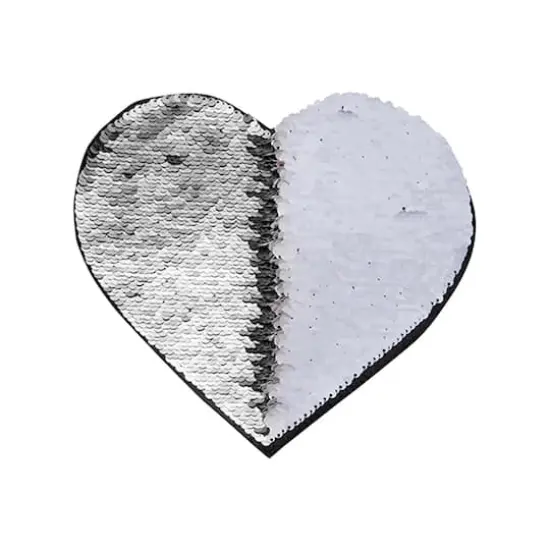 Craft Express Sublimation Heart Shaped Sequin Patches, 2ct. Silver/White {1}