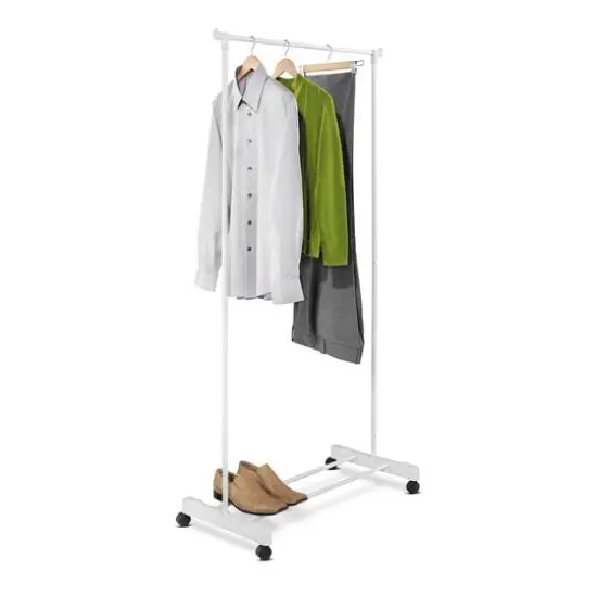 Honey Can Do White Portable Metal Clothes Rack with Bottom Shelf {1}