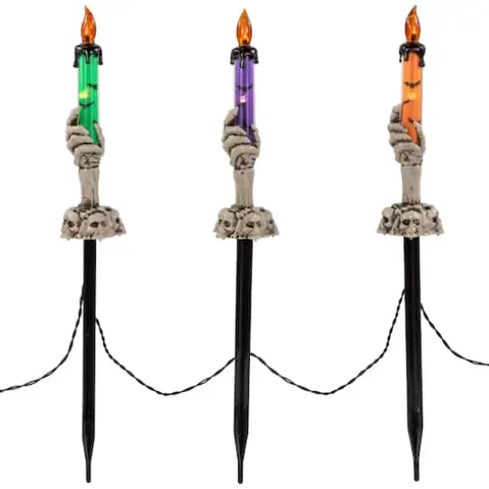 6ct. 8.5" LED Skeleton Halloween Candle D&eacute;cor {1}