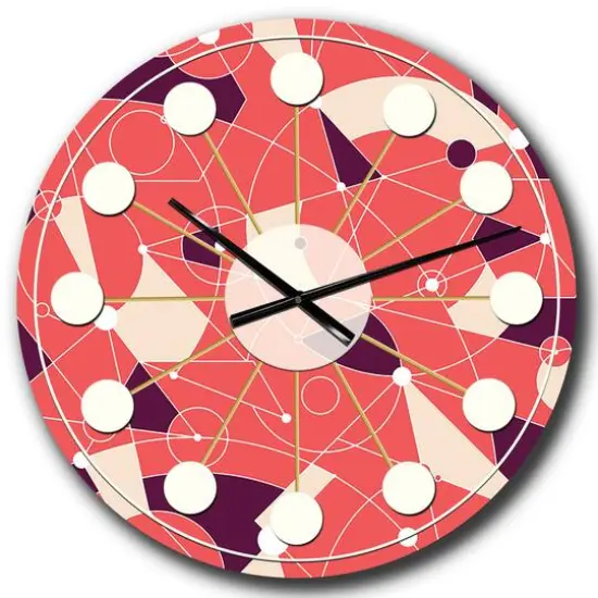 Designart 'Retro Geometric Grid I Mid-Century Modern Wall Clock {1}