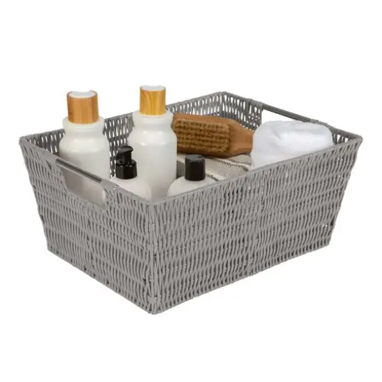 Simplify 3-Piece Rattan Tote Basket Set Gray {15}