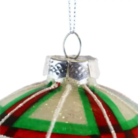 4" Red & White Plaid Glass Ball Ornament by Ashland® {3}