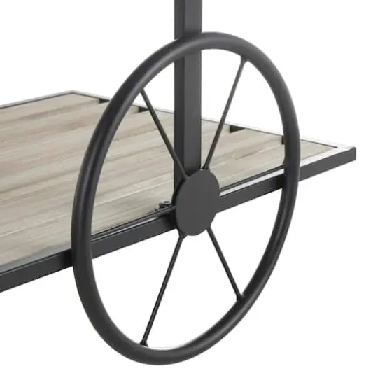 45" Cream Wood Wheelbarrow Shelf Plant Stand {5}