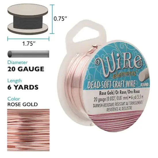 The Beadsmith® Wire Elements™ 20 Gauge Tarnish Resistant Soft Temper Wire, 6yd. Rose Gold {5}