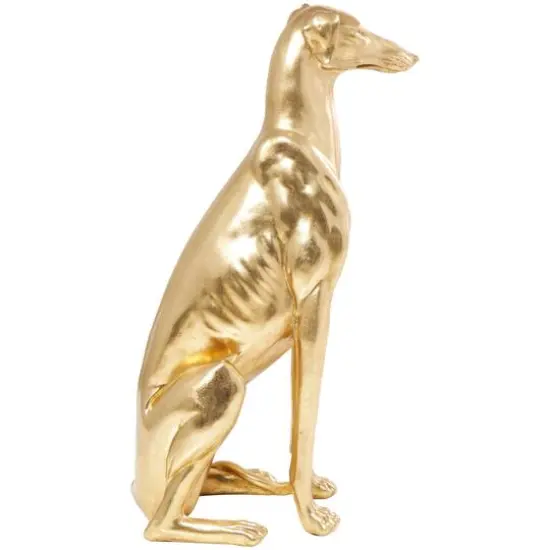 32" Gold Dog Sitting Greyhound Sculpture {7}