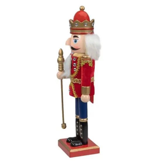 14" Wooden Nutcracker King with Scepter {9}