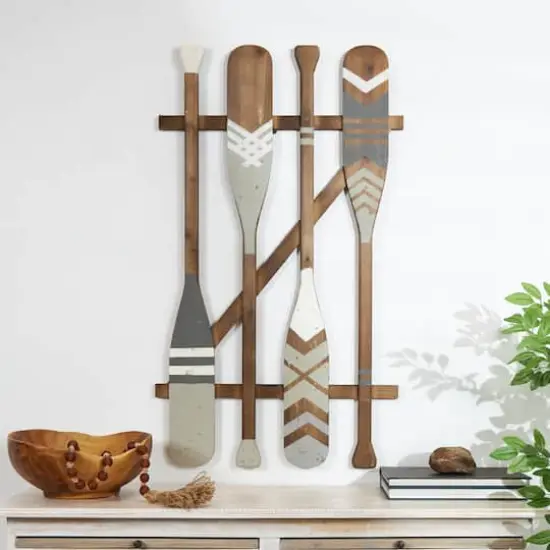 Gray Arrow & Stripe Patterned Wood Paddle Wall D&eacute;cor {3}