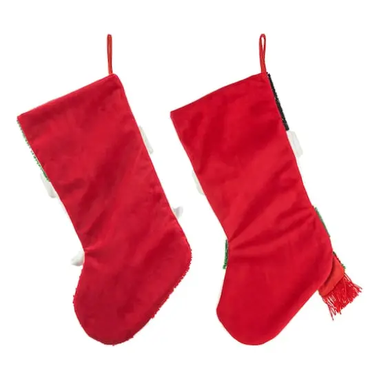 Glitzhome&reg; 20.5" Santa & Snowman Hooked Stocking Set {8}