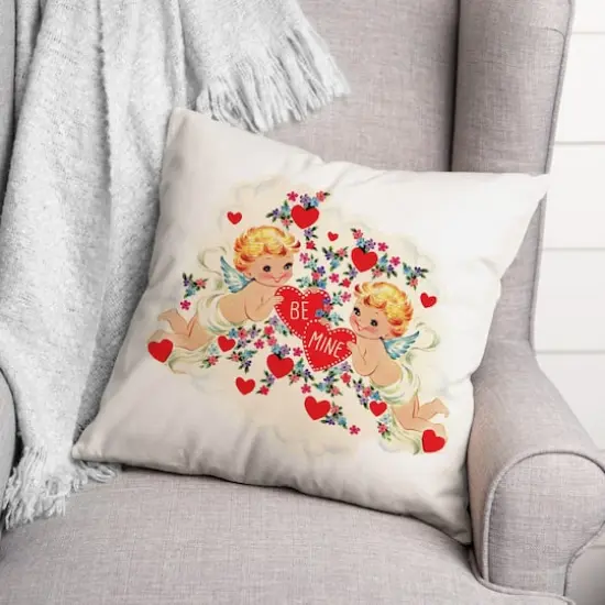Retro Cupid Throw Pillow {3}