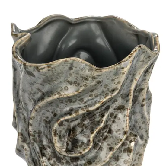 Hello Honey® 7.5" Gray Organic Ceramic Vase with Crackle Glaze {8}