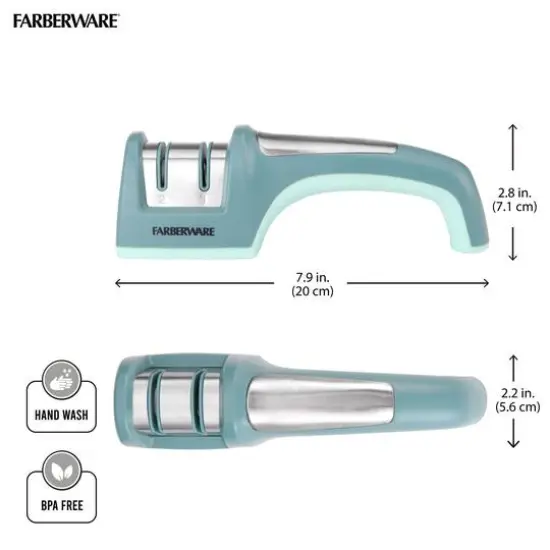 Farberware Edgekeeper Teal 2-Stage Handheld Kitchen Knife Sharpener {5}