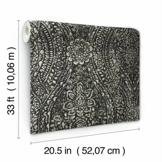 RoomMates Ornate Ogee Peel & Stick Wallpaper Black and Taupe {8}