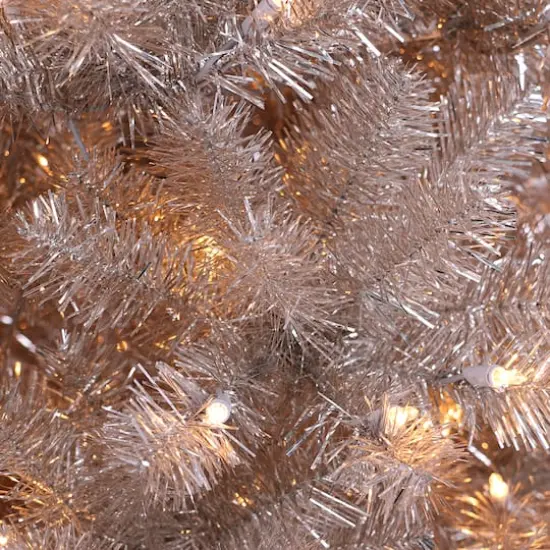 6.5ft. Pre-Lit Tinsel Artificial Christmas Tree, Clear LED Lights {4}