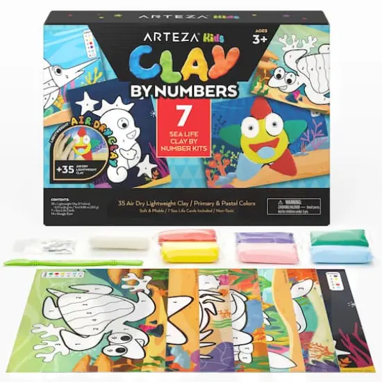 Arteza&reg; Kids Sea Life Clay By Numbers Kit, 56 pcs {1}