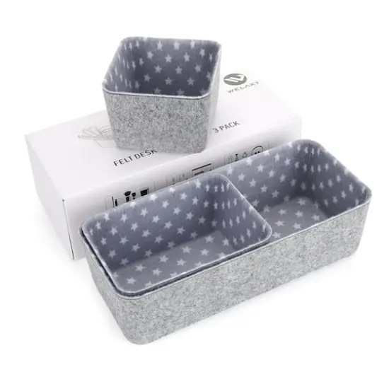 Welaxy Felt 3 Piece Stars Storage Bin Set {1}